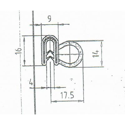 pryž.profil kov. bok B 0,8-2  (17,5)  KM 7037
