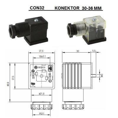 konektor standardní DIN43650-B  12x20 - obrázek