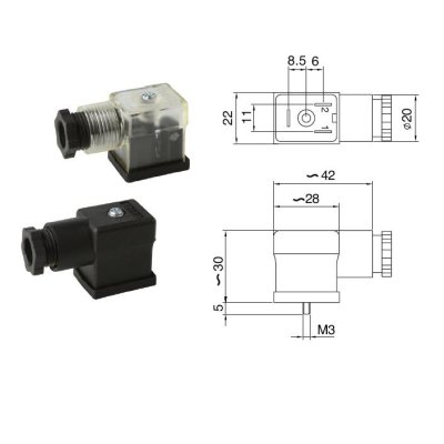 konektor standardní DIN43650-B  12x20 - obrázek