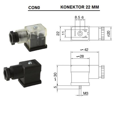 konektor standardní DIN43650-B  12x20 - obrázek