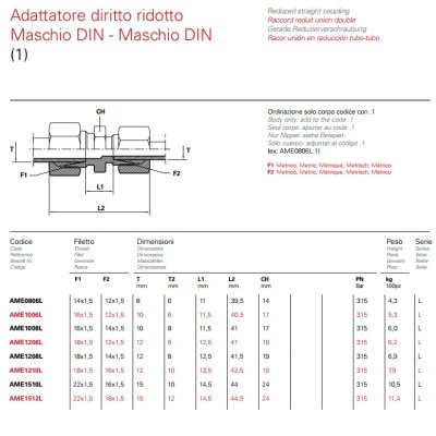 Spojka přímá red. 14/10  M22/M18 těžká řada - obrázek