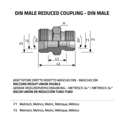 Spojka přímá red. 16/14  M24/M22 těžká řada - obrázek