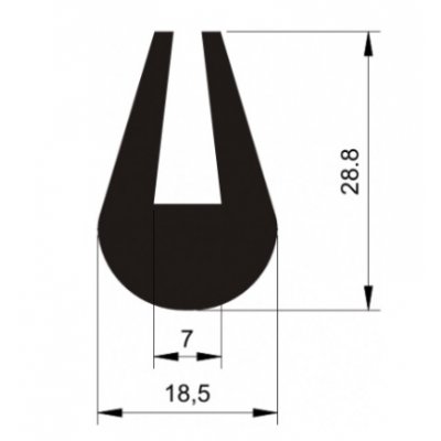 HG profil lemovka U pl.07/18,5x28,8 ovál EPDM 70Sh č.217090190-001