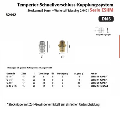 ESDM vsuvka 1/4 a s ventilem - obrázek
