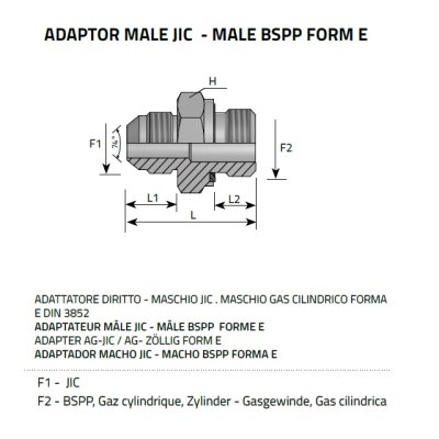 JIC 37 hrdlo přímé BSP 3/8"-UNF 9/16"-18 - obrázek