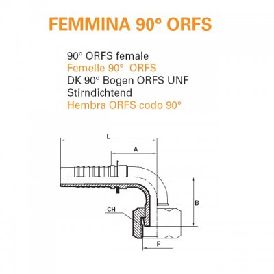 koncovka ORFS-90 Dn 16  1,3/16" -12 s maticí - obrázek