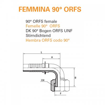 koncovka ORFS-90 Dn 16  1,3/16" -12 s maticí - obrázek