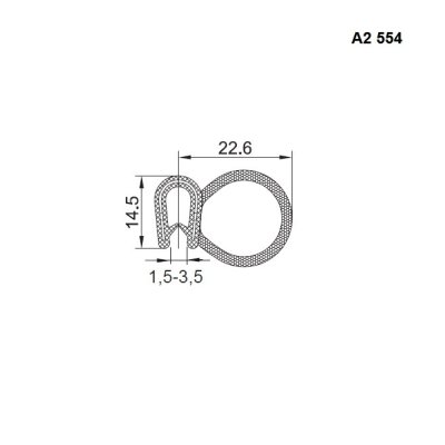 pryž.profil kov. bok B 1,5-3  (22,5)  A2554 - obrázek