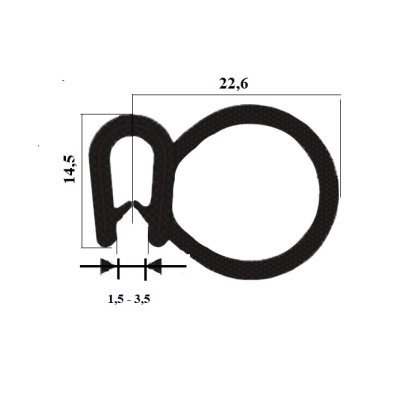 pryž.profil kov. bok B 1,5-3  (22,5)  A2554