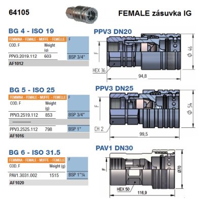 ISO BI rychlospojka zásuvka PAV1.1010.1 iG3/8" - obrázek