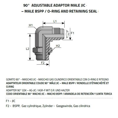 JIC 37 koleno stavitelné AG 1/4"  UNF 9/16"-18 - obrázek
