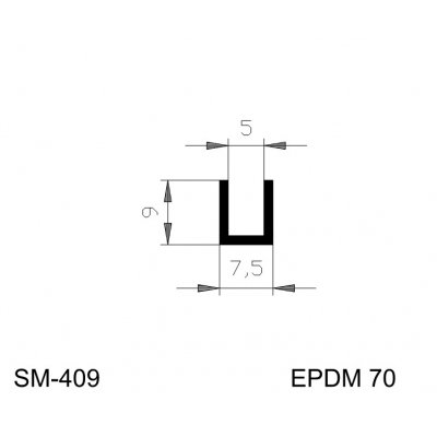HG profil lemovka U pl.05/07,5x9mm, EPDM 70Sh