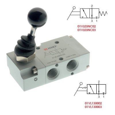 ventil A1MA130LL 3/2 páčka 90° bez aretace IG 1/8" mo