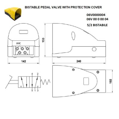 ventil pneu mech. pedálový  5/2 - G1/4 s aretací AIGNEP 06V0000003 - obrázek