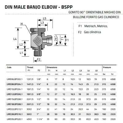 průtokové šroubení L  typ WHL R1/4" tr.10 (M16x1,5) - KD  PN 315 - obrázek