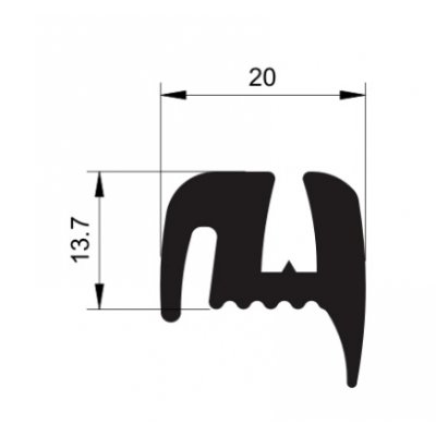 HG profil tvarový 17x7/2 mm EPDM 70Sh