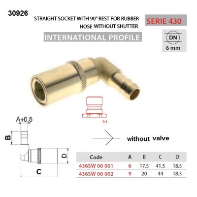 ESDM rychlospojka 6 mm-90° s ventilem - obrázek