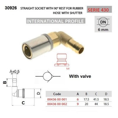 ESDM rychlospojka 6 mm-90° s ventilem - obrázek