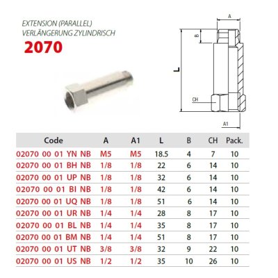 vzduch prodloužení závitu AG1/4-IG1/4, l=51mm - obrázek