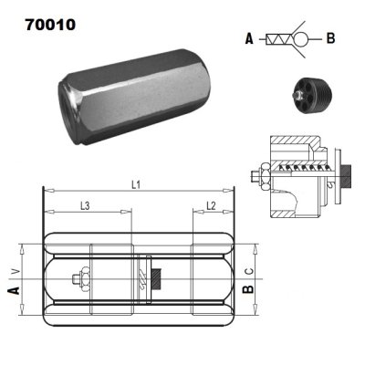 Hydr. ventil  bezpečnostní - pádový   1/4"  VUBA 14 - obrázek