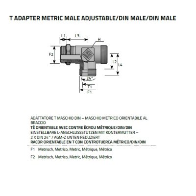 přípojka T kus S T08 DIN 2x M16x1,5 - obrázek
