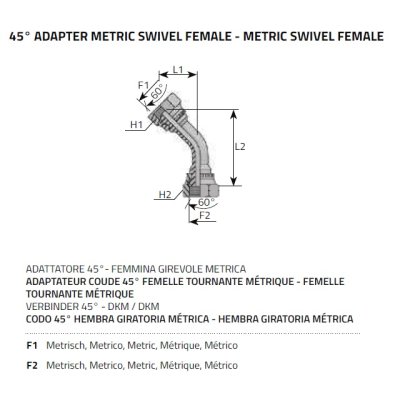 úhlový nástavek M12x1,5 2x matice kužel 60° - obrázek