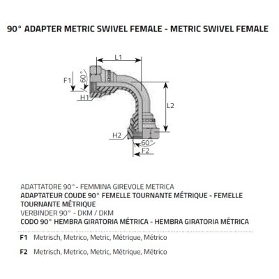 Úhlová spojka M10x1  2 matice-15 60° kužel - obrázek