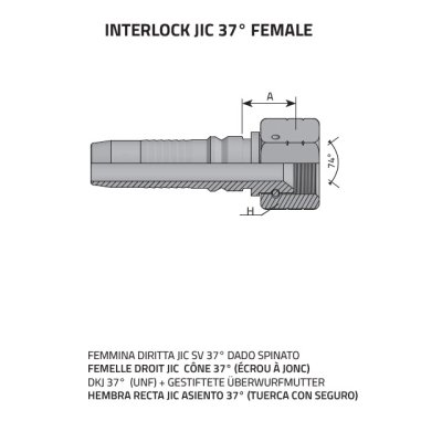 koncovka Interlock DKJ JIC74° Dn20 1.1/16˝-12 - obrázek