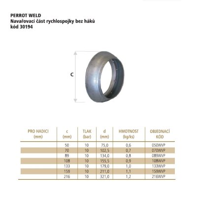 Koncovka fekál WWP089 PERROT BEZ HÁKU WELD - obrázek