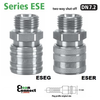ESE rychlospojka a3/8" hladká ventil SS - obrázek