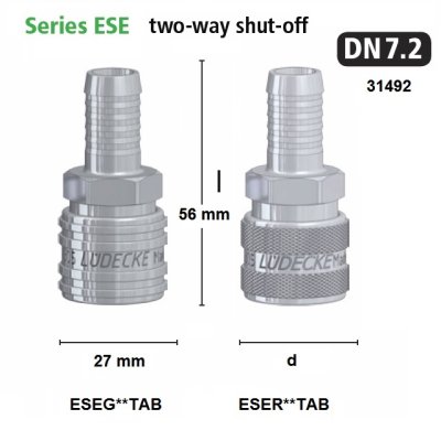 ESE rychlospojka 8mm rýhovaná ventil SS - obrázek