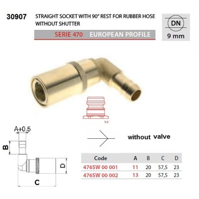 ESD rychlospojka 09mm-90 Push-lock ventil - obrázek
