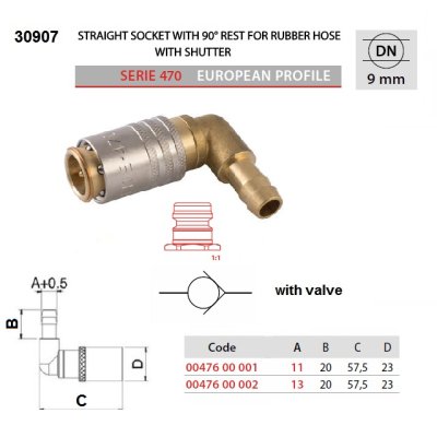 ESD rychlospojka 09mm-90 Push-lock ventil - obrázek