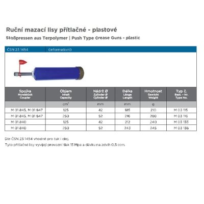 mazací lis přítlačný 125 ml plast - obrázek