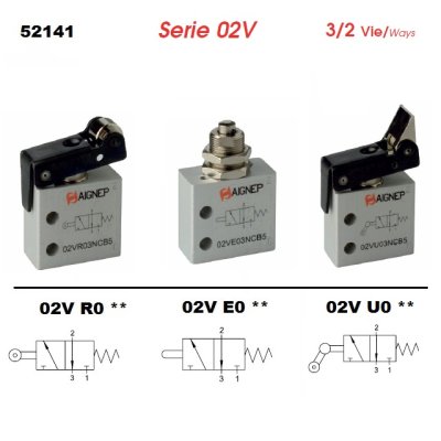 ventil pneu mech. narážkový  MICRO 3/2NC M5 mono.-panel  02VE03NC B5 - obrázek