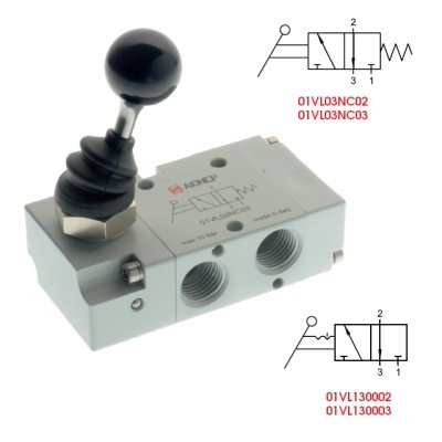 ventil A1MA132LL 3/2 páčka 90° 1/8 s aretací bistabil