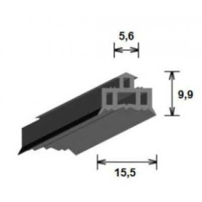 HG profil tvarový T 15,5x9,9x5,6 EPDM 70Sh do PC lišty